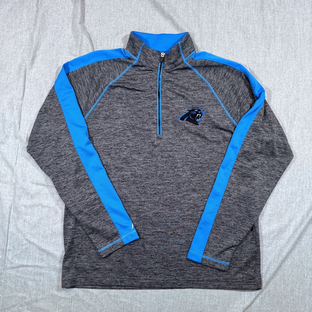 Carolina Panthers Shirt‎ Mens Large Gray Blue NFL Football Pullover Long Sleeve